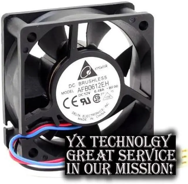 Alt view image 6 of 6 - Delta  sgipping 60*60*25mm 3-wire  AFB0612EH-ROO 6CM 12V 0.48A 6025 6 cm double ball bearing cooling fan  for