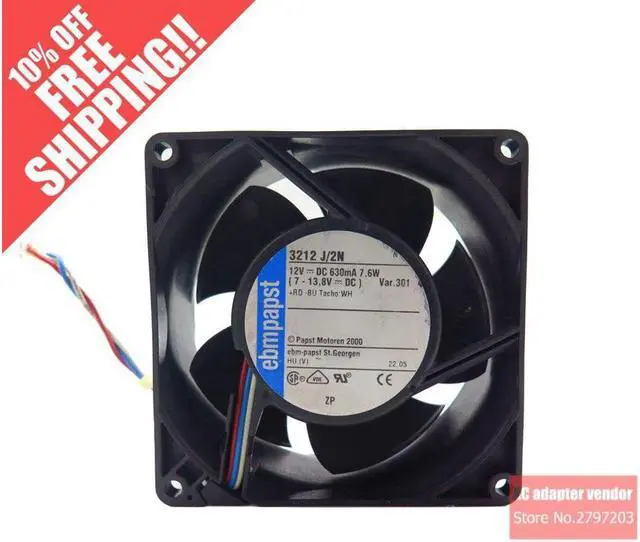 Main image of ebm papst 3212 J\/2N 9238mm DC 12V 7.6W server cooling fan cooling fan
