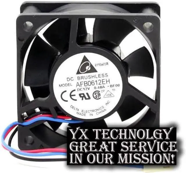 Alt view image 5 of 6 - Delta  sgipping 60*60*25mm 3-wire  AFB0612EH-ROO 6CM 12V 0.48A 6025 6 cm double ball bearing cooling fan  for