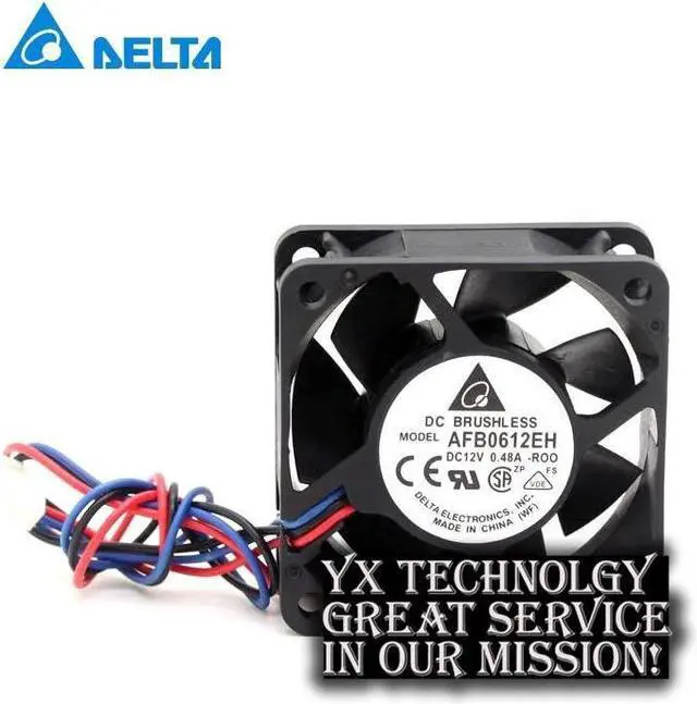 Main image of Delta  sgipping 60*60*25mm 3-wire  AFB0612EH-ROO 6CM 12V 0.48A 6025 6 cm double ball bearing cooling fan  for