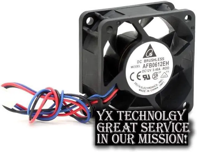 Alt view image 2 of 6 - Delta  sgipping 60*60*25mm 3-wire  AFB0612EH-ROO 6CM 12V 0.48A 6025 6 cm double ball bearing cooling fan  for