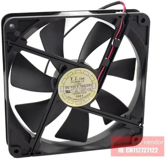 Alt view image 2 of 5 - YATE LOON 14CM 14025 12V0.70A Double ball bearing D14Bm-12 PWM cooling fan
