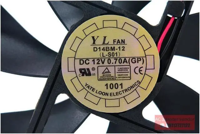 Alt view image 5 of 5 - YATE LOON 14CM 14025 12V0.70A Double ball bearing D14Bm-12 PWM cooling fan