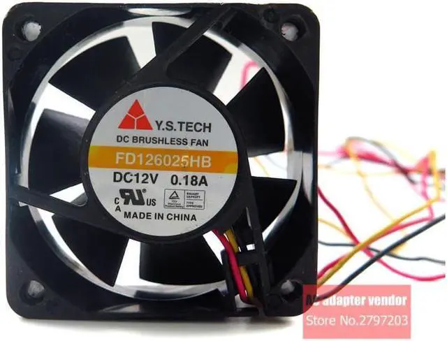 Alt view image 4 of 6 - Y.S.TECH 6025 DC 12V 0.18A FD126025HB cooling fan