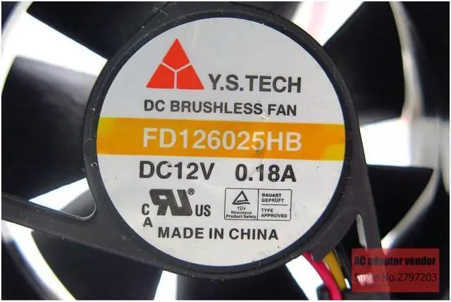 Alt view image 5 of 6 - Y.S.TECH 6025 DC 12V 0.18A FD126025HB cooling fan