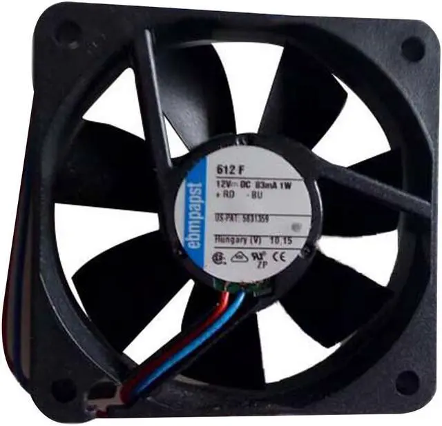 Main image of Ebmpapst 612F cooling fan, size 60 x 60 x 15mm 12 V DC, air flow 29m3/h, 3900rpm