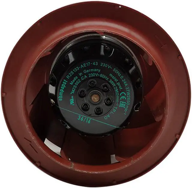 Alt view image 3 of 3 - R2S133-AE17-43 Fan Blower R2S Series IP44 Motorized Impeller 230 V AC 133.35 mm, 72 mm 280 m³/h