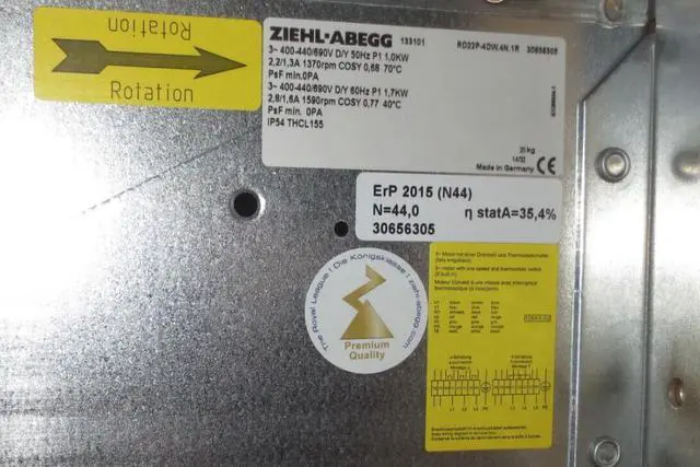 Alt view image 2 of 5 - RD22P-4DW.4N.1R Germany ziehl-abegg new original imported centrifugal fan