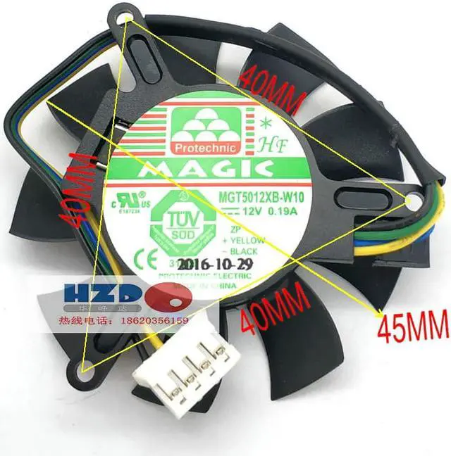 Alt view image 4 of 4 - For graphics card cooler MGT5012XB-W10 radiat 1U 4-wire 4-pin