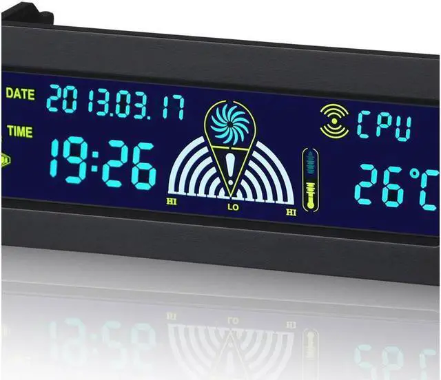 Alt view image 2 of 3 - 5.25inch 12V PC Computer Fan Controller 3 Fan Speed Controller Temperature Sensor LCD Digital Display Front Panel for PC