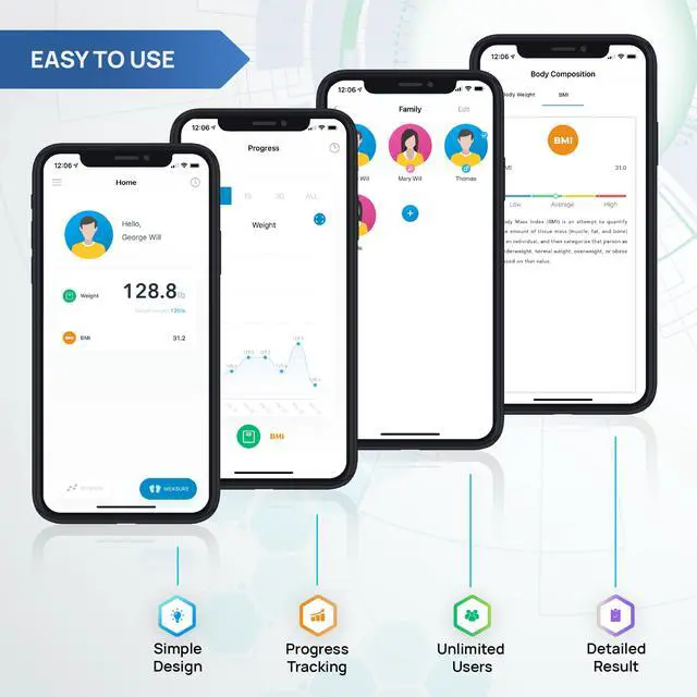 Alt view image 4 of 7 - INEVIFIT Smart Premium Bathroom Scale with Bluetooth and Free Tracking INEVIFIT APP 11.8 x 11.8 inch