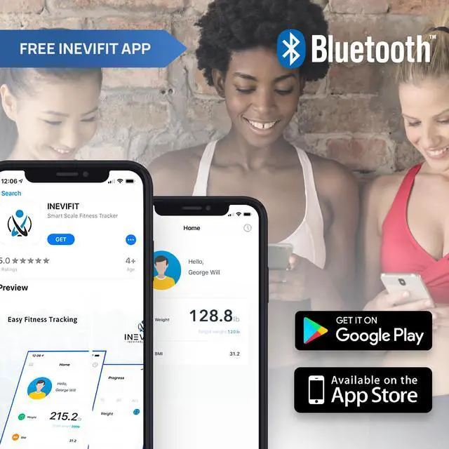 Alt view image 3 of 7 - INEVIFIT Smart Premium Bathroom Scale with Bluetooth and Free Tracking INEVIFIT APP 11.8 x 11.8 inch