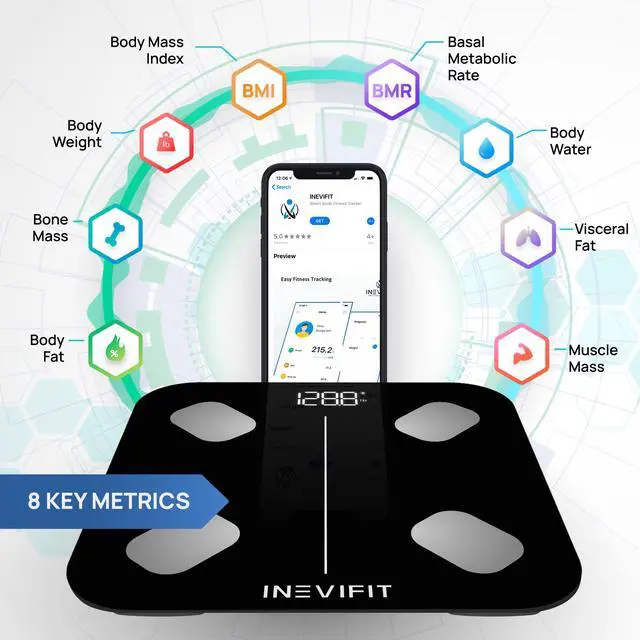 Alt view image 2 of 7 - INEVIFIT Smart Body Composition Scale with Bluetooth and Free Tracking INEVIFIT APP