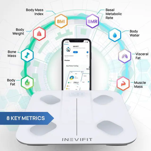 Alt view image 2 of 7 - INEVIFIT Smart Body Composition Scale with Bluetooth and Free Tracking INEVIFIT APP