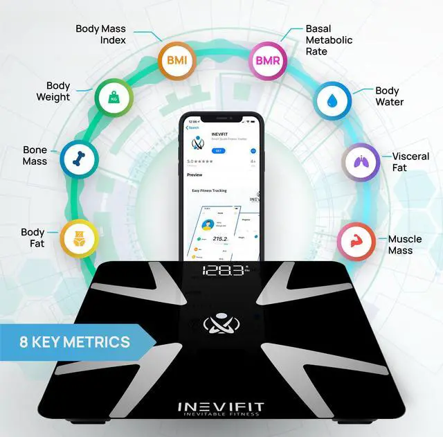 Alt view image 2 of 7 - INEVIFIT Smart Body Fat Scale with Bluetooth and Free Tracking INEVIFIT APP
