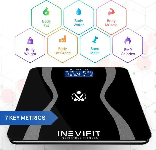 Alt view image 2 of 7 - INEVIFIT Body Fat Scale with Digital Body Composition Analyzer and Body Weight