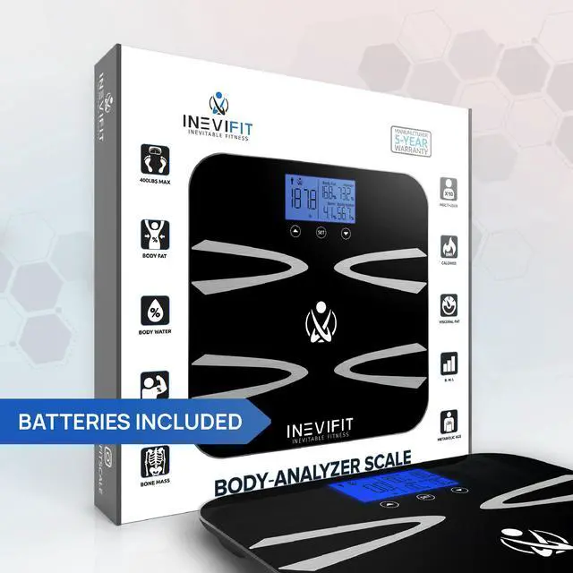 Alt view image 6 of 7 - INEVIFIT BODY-ANALYZER SCALE, Highly Accurate Digital Bathroom Body Composition Analyzer, Measures Weight, Body Fat, Water, Muscle, BMI, Visceral Fat & Bone Mass for 10 Users