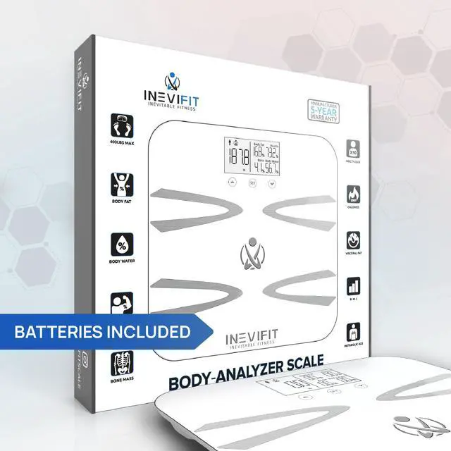 Alt view image 6 of 7 - INEVIFIT BODY-ANALYZER SCALE, Highly Accurate Digital Bathroom Body Composition Analyzer, Measures Weight, Body Fat, Water, Muscle, BMI, Visceral Fat & Bone Mass for 10 Users