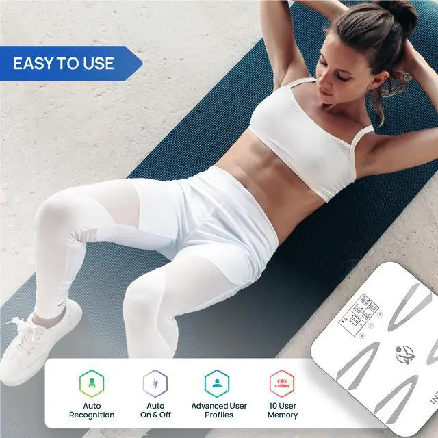 Alt view image 3 of 7 - INEVIFIT BODY-ANALYZER SCALE, Highly Accurate Digital Bathroom Body Composition Analyzer, Measures Weight, Body Fat, Water, Muscle, BMI, Visceral Fat & Bone Mass for 10 Users