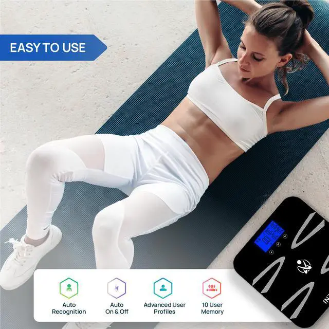 Alt view image 3 of 7 - INEVIFIT BODY-ANALYZER SCALE, Highly Accurate Digital Bathroom Body Composition Analyzer, Measures Weight, Body Fat, Water, Muscle, BMI, Visceral Fat & Bone Mass for 10 Users