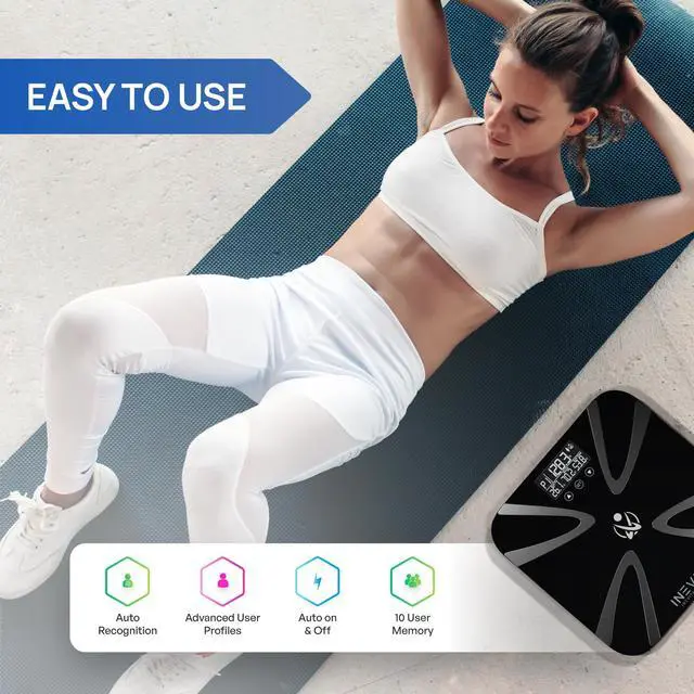 Alt view image 3 of 7 - INEVIFIT Body Fat Scale with Digital Body Composition Analyzer, Body Weight, BMI & more