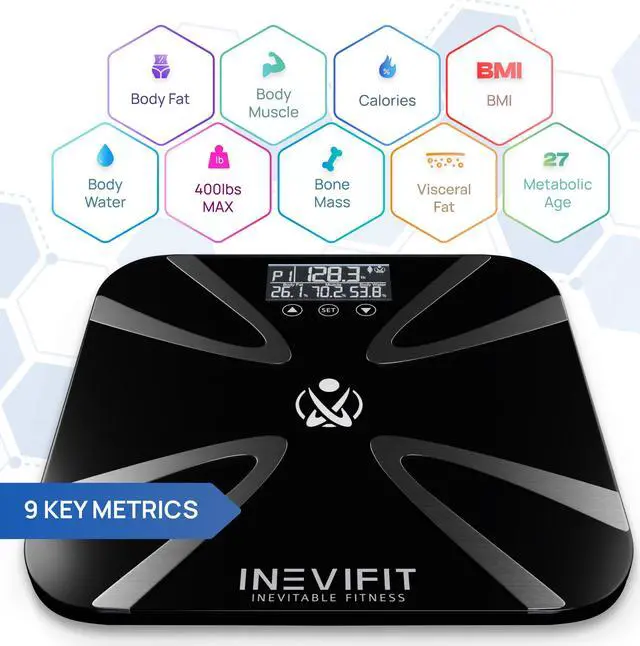 Alt view image 2 of 7 - INEVIFIT Body Fat Scale with Digital Body Composition Analyzer, Body Weight, BMI & more