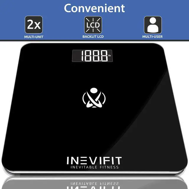 Alt view image 4 of 4 - INEVIFIT BATHROOM SCALE, Highly Accurate Digital Bathroom Body Scale, Measures Weight for Multiple Users
