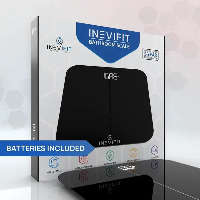 Alt view image 5 of 6 - INEVIFIT Bathroom Scale, Highly Accurate Digital Body Weight Scale Up to 400lbs. Includes 5-Year Warranty