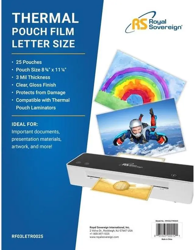 Alt view image 3 of 3 - Royal Sovereign Heat Sealed Laminating Pouches 3 Mil Letter Size Clear Gloss (25 Pack) (RF03LETR0025)