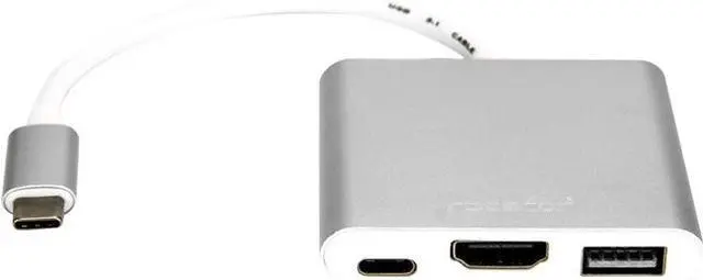 Alt view image 7 of 10 - Rocstor Y10A176-S1 Usb-C To Usb 3.0 Hdmi Usb-C 3.1 Multifunction Adapter 15Cm Silver