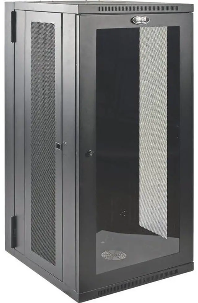 Alt view image 5 of 11 - Tripp Lite SmartRack 26U Low-Profile Switch-Depth Wall-Mount Rack Enclosure Cabinet with Clear Acrylic Window, Hinged Back