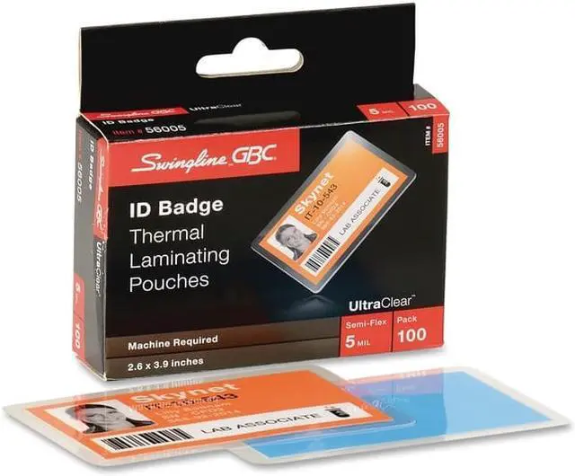 Alt view image 3 of 7 - Swingline UltraClear Thermal Laminating Pouch ID Badge 5mil 2 5/8 x 3 7/8 100/Pack 56005
