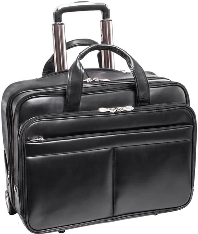 Alt view image 4 of 6 - McKlein USA Leather Wheeled Non-Detachable Laptop Briefcase