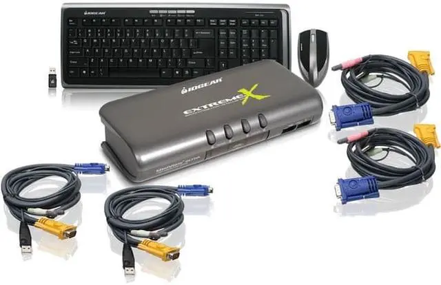 Alt view image 6 of 6 - IOGEAR GCS1734-KM1 4-Port MiniView™ Extreme Multimedia KVMP Switch w/Cables