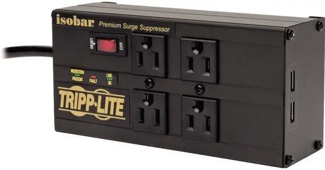 Alt view image 9 of 19 - TRIPP LITE 8.0 Feet 4 Outlets with 2 USB 3330 Joules Surge Protector (IBAR4ULTRAUSBB)
