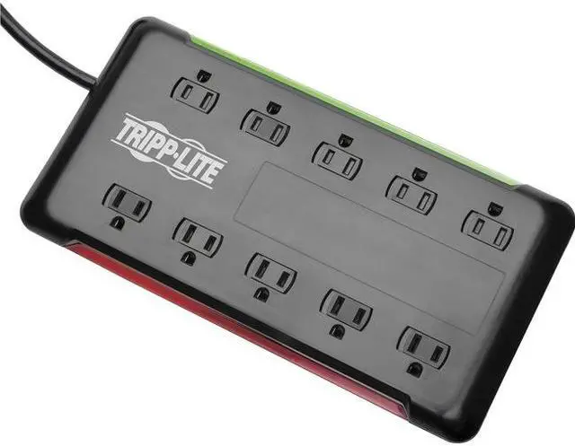 Alt view image 18 of 20 - Tripp Lite 10-Outlet Surge Protector Power Strip 6 ft. Cord 2880 Joules Black (TLP1006B)
