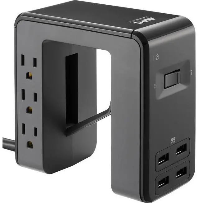 Alt view image 11 of 15 - APC U-Shaped Surge Protector 6-Outlets 1080 Joule Surge Protection with 4 USB Charger Ports (PE6U4)