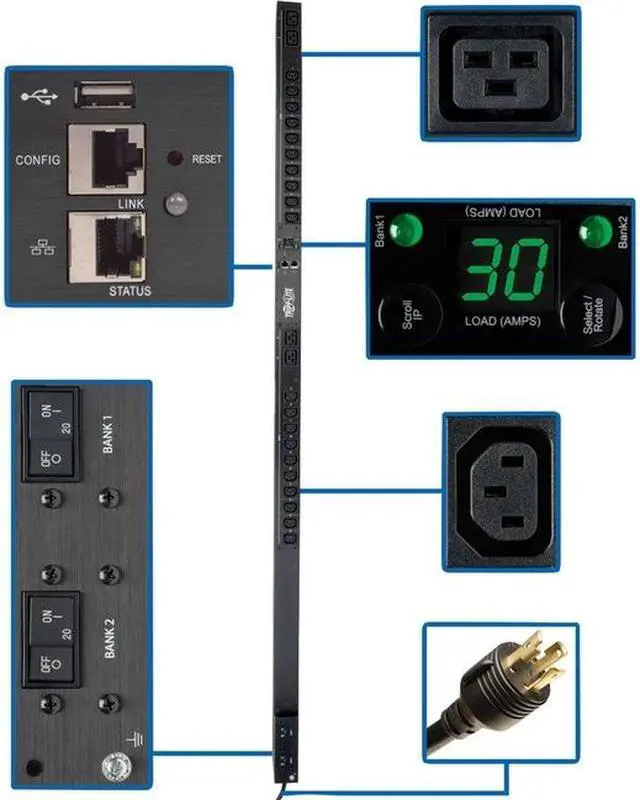 Alt view image 2 of 7 - Tripp Lite PDUMNV30HVLX 5/5.8kW Single-Phase Monitored PDU