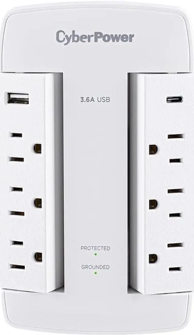 Alt view image 7 of 9 - CyberPower Professional 6-Outlet Surge Suppressor/Protector - 6 x NEMA 5-15R, 3 x USB - 900 J - 125 V AC Input