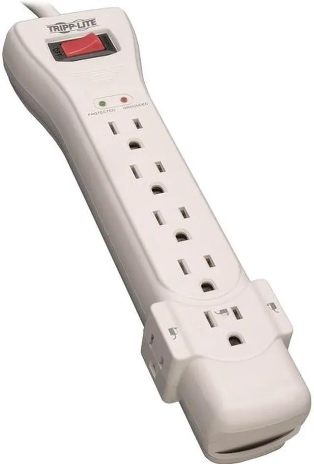 Alt view image 12 of 20 - Eaton Tripp Lite Series Protect It! 7-Outlet Surge Protector, 7 ft. Cord with Right-Angle Plug, 2160 Joules, Diagnostic LEDs, Light Gray Housing - 7 x NEMA 5-15R - 1800 VA - 2160 J - 120 V AC Input - 120 V AC Output - 7 ft