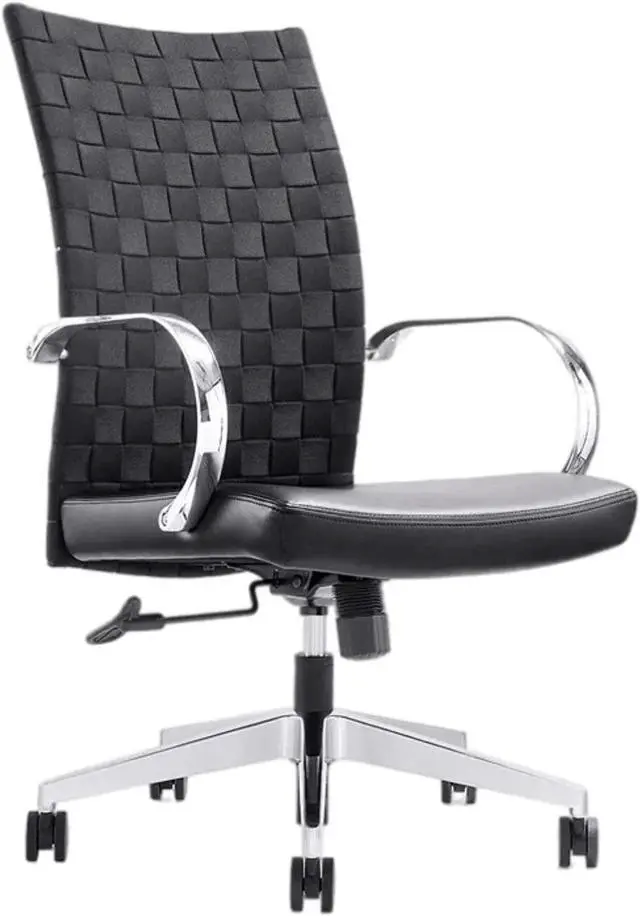 Alt view image 2 of 7 - GM Seating Weeve Office Chair (2 Pack) - High Back Adjustable Swivel Desk Chair for Home or Office - Leather Executive Office Chair with Aluminum Arms & Base - Black