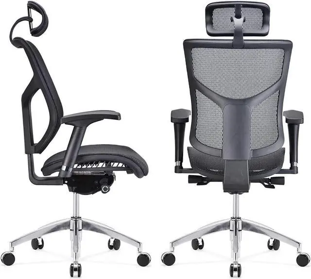Alt view image 2 of 7 - GM Seating Dreem II Ergonomic Office Chair - Mesh Hi Back Executive Desk Chair - Chrome Base with Headrest & Seat Slide - Modern Comfortable Desk Chair for Home & Office - 4D Adjustable Armrest Black