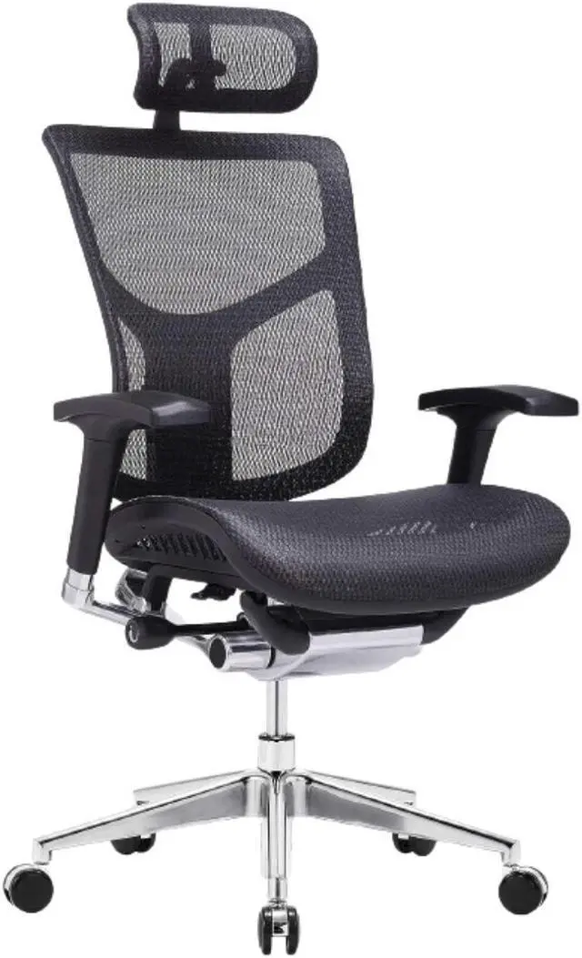 Main image of GM Seating Dreem XL Luxury Mesh Series Executive Hi Swivel Chair Chrome Base with Headrest, Black, Seat Slider - OEM