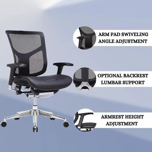 Alt view image 6 of 6 - GM Seating Dreem XL Mesh Executive Chair - Swivel High Back Ergonomic Desk Chair for Office Drafting Reading and Relaxing with Seat Slider - Aluminum Chrome Base  Black