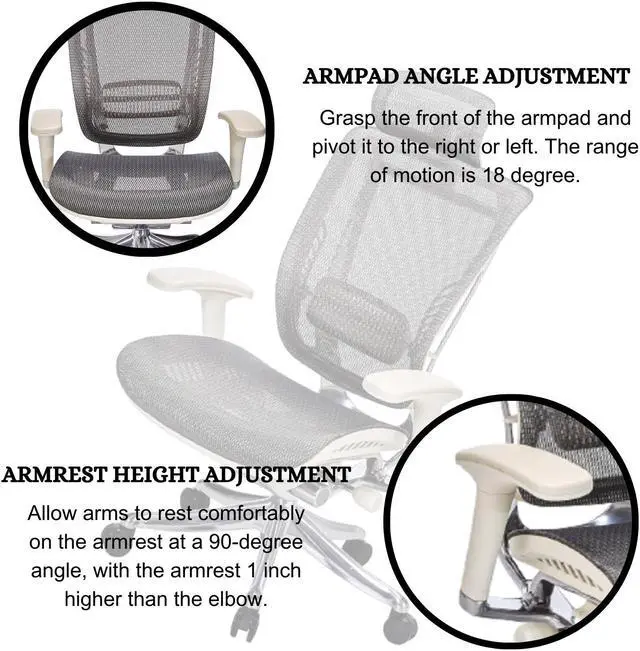 Alt view image 8 of 10 - GM Seating Enklave  XL Gray Mesh Executive Hi Swivel Chair Chrome Base with Headrest, - OEM