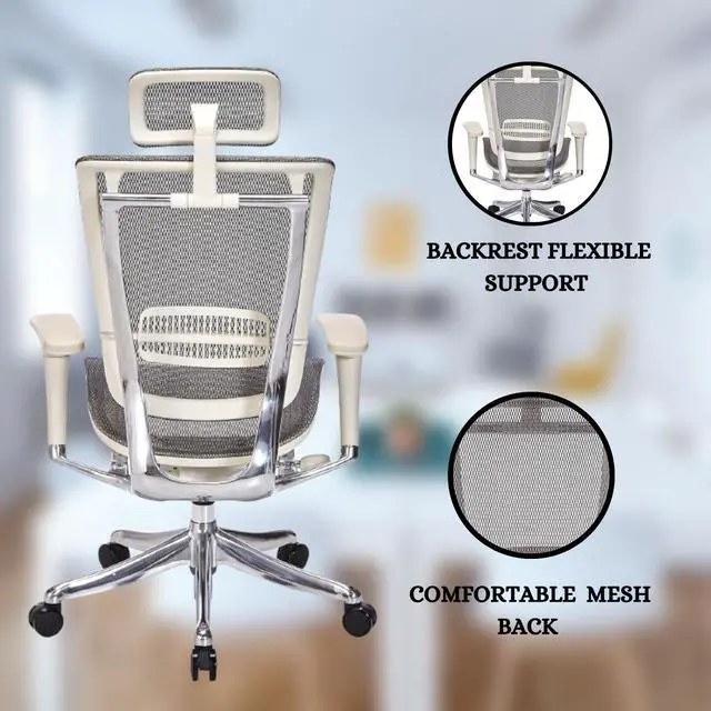 Alt view image 10 of 10 - GM Seating Enklave  XL Gray Mesh Executive Hi Swivel Chair Chrome Base with Headrest, - OEM