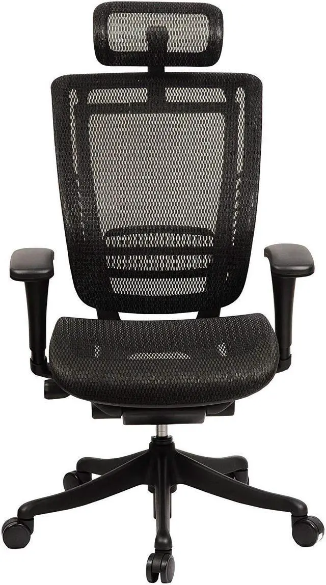 Main image of GM Seating Enklave Black Mesh Executive Hi Swivel Chair with Headrest, Black Frame & Base - OEM
