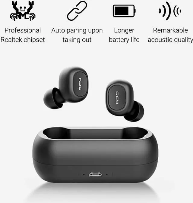 Alt view image 2 of 7 - QCY T1C TWS Earphone Blutooth 5.0 Headphone 3D stereo Dual Mic Noise Cancelling Headset with charging box