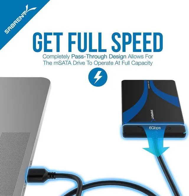 Alt view image 3 of 7 - SABRENT mSATA to 2.5 Inch SATA III Aluminum Enclosure Adapter (EC-MSSA)