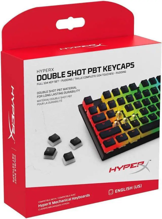 Alt view image 8 of 8 - HyperX Double Shot PBT 104 Mechanical Keycap Set - Black & White Pudding